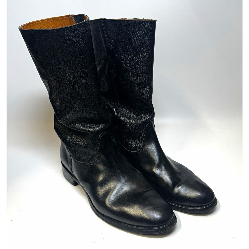 Shipton & Heneage Black Leather Pull-On Mid-Calf Boots Round Toe UK 11